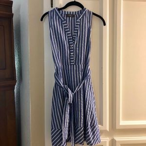 Blue and white striped dress